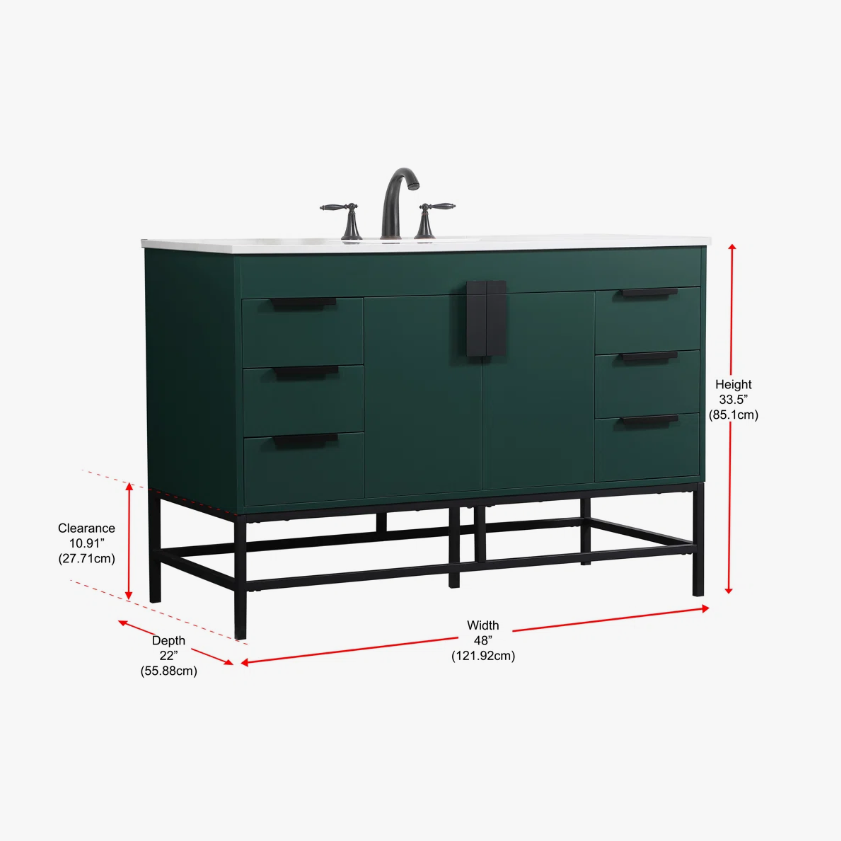 5 Modern Single Sink Emerald Green Bathroom Vanity Cabinet