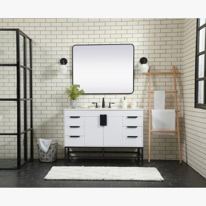 Modern Single Sink White Bathroom Vanity Cabinet