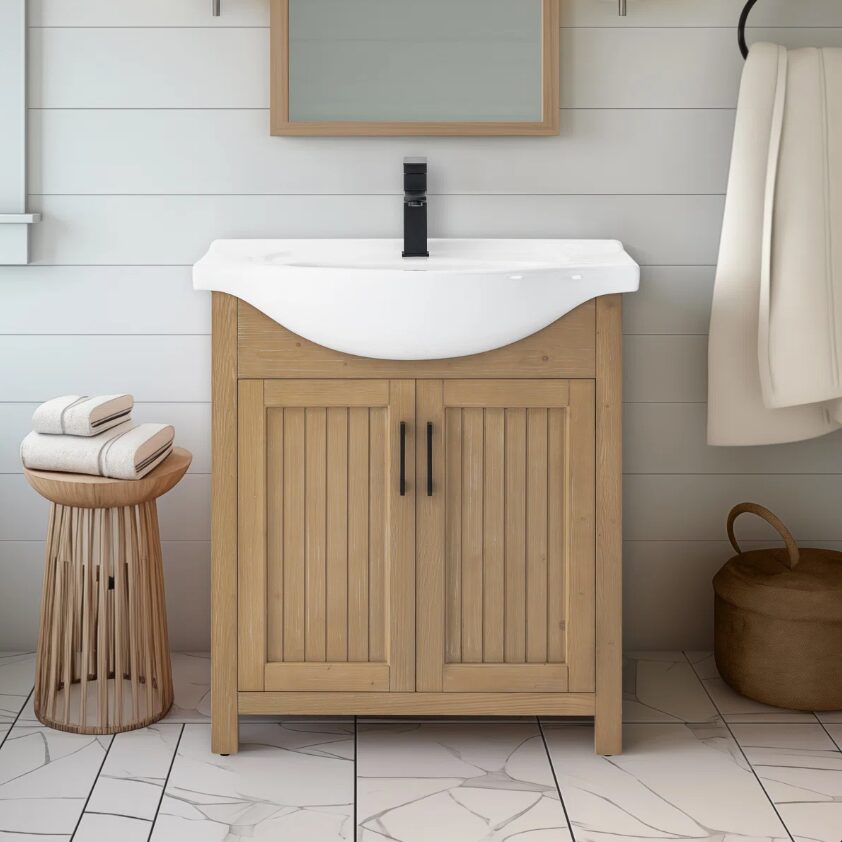 5 Farmhouse Beadboard Single Sink Bathroom Vanity Cabinet