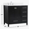 Modern Single Sink Black Bathroom Vanity Cabinet with Silver Hardware