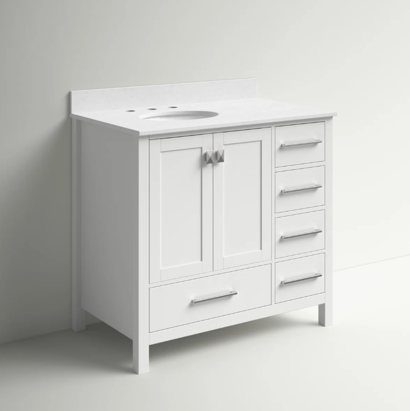 5 Modern Single Sink White Shaker Bathroom Vanity Cabinet