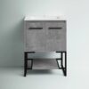 5 24 Inch Concrete Gray Industrial Freestanding Bathroom Vanity with Metal Frame