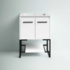 5 Compact White Bathroom Vanity with Double Storage Doors for Powder Room