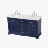 Transitional Navy Freestanding Double Sink Bathroom Vanity Cabinet