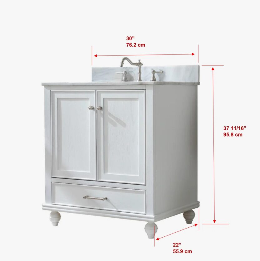 Transitional Single Sink White Shaker Bathroom Vanity Cabinet