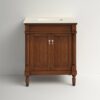 30 Inch Vintage Walnut Traditional Freestanding Single Sink Bathroom Vanity with Turned Legs