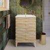 5 Handleless Slat Front Modern Light Wood Single Sink Vanity Cabinet