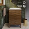 Contemporary Horizontal Slat Wood Bathroom Vanity with Integrated Sink