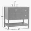 36 Inch Navy Blue Shaker Farmhouse Bathroom Vanity with Marble Top & Slatted Shelf