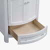 5 24 Inch Curved White Freestanding Bathroom Vanity with Integrated Ceramic Sink & Silver Knobs