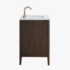 Fluted Walnut Vanity Cabinet with Marble Countertop