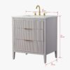 5 Soft Grey Reeded Bath Vanity with Brushed Gold Pull Handles