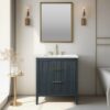Contemporary Dark Blue Fluted Vanity with Undermount Sink