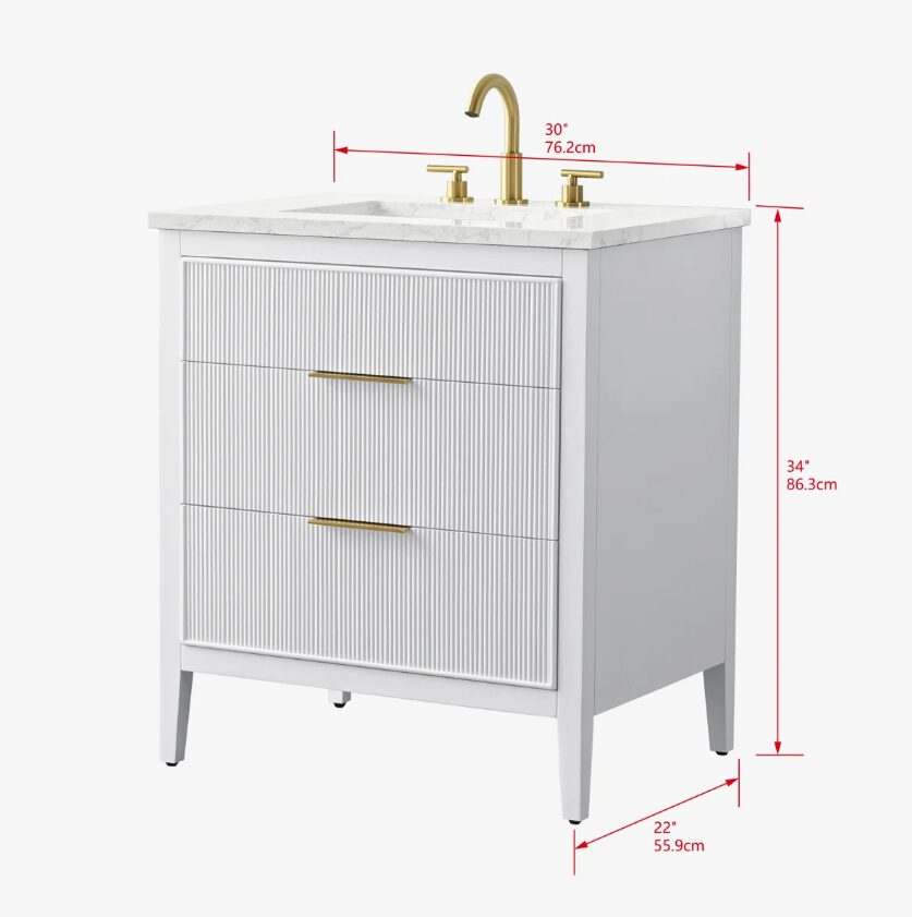 5 Coastal Bright White Fluted Vanity for Small Bathrooms