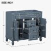 5 Farmhouse Blue Freestanding Vanity Base with Raised Panel Doors & Decorative Legs