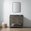 5 Rustic Gray Freestanding Single Sink Vanity with Open Towel Storage Shelf