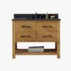 5 Rustic Natural Wood Freestanding Single Sink Vanity with Open Storage Shelf