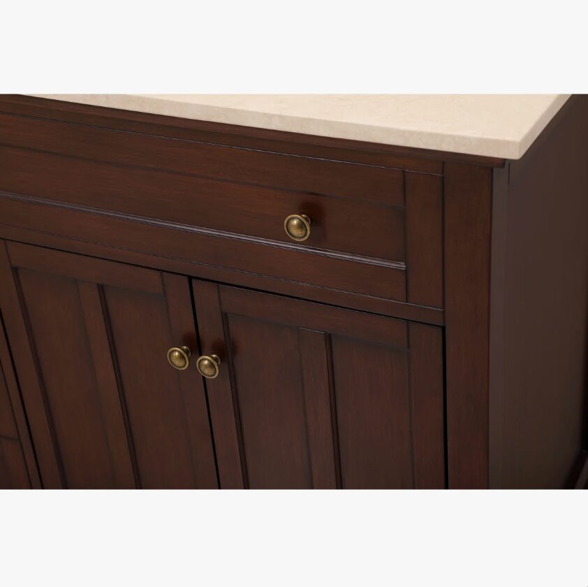 5 42" Classic Espresso Wood Bathroom Vanity with Natural Stone Countertop
