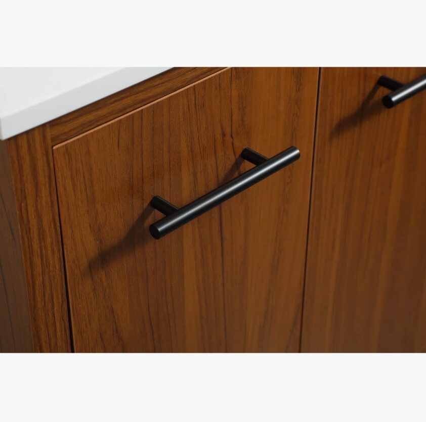 24" Narrow Mid Century Modern Wood Vanity for Powder Room & Guest Bath