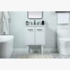 5 24 Inch White Mid-Century Single Sink Bathroom Vanity with White Quartz Top