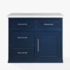 5 42 Inch Navy Blue Shaker Kitchen Island with Carrara Marble Countertop