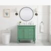 5 36 Inch Sage Green Traditional Single Sink Bathroom Vanity with White Quartz Top