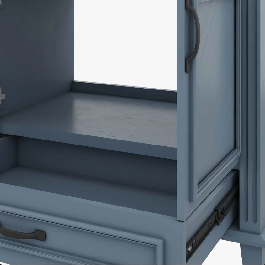 5 Modern Navy Blue Bathroom Vanity Cabinet with Soft Close Doors & Multi Drawer Storage
