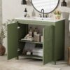 36" Olive Green Farmhouse Bathroom Vanity with White Undermount Sink