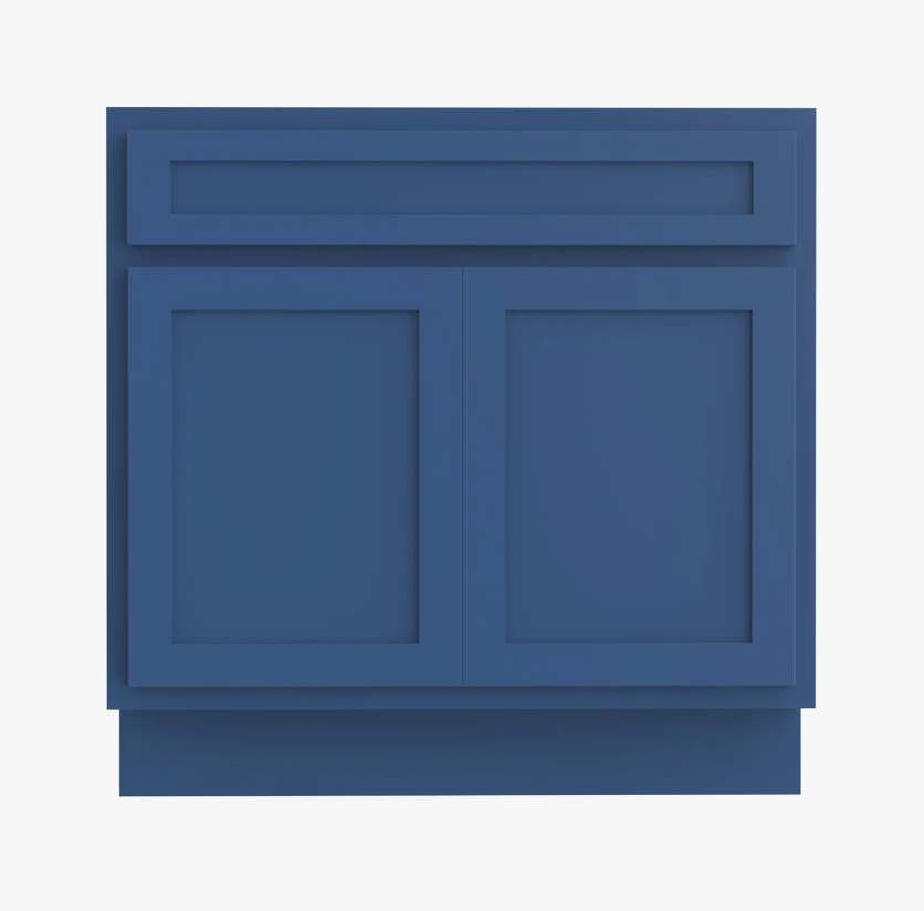 36 Inch Deep Blue Shaker Bathroom Storage Cabinet for Custom Countertop
