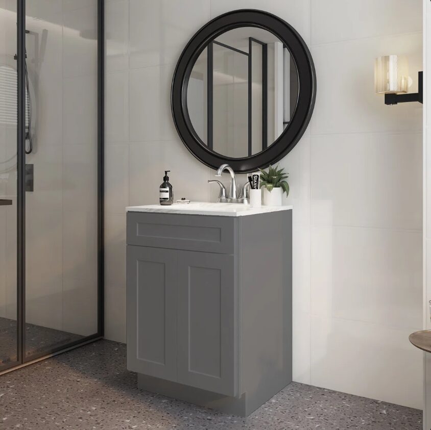 5 36" Gray Shaker Bathroom Vanity Base Cabinet
