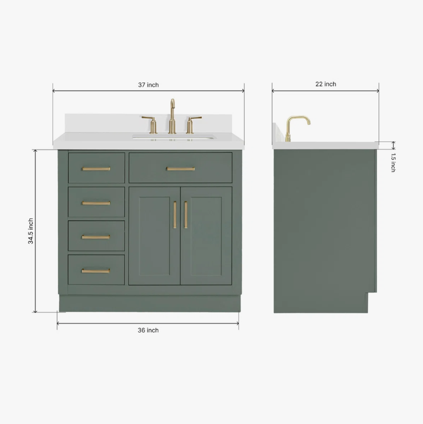 5 Modern Sage Green Shaker Vanity Cabinet with Dovetail Pine Drawers for Earthy Tone Bath Remodel