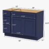 Modern Navy Blue Shaker Vanity Base Cabinet for Custom Quartz Countertop Bathroom Remodel