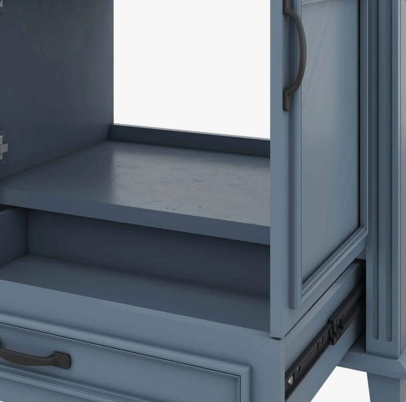 5 Freestanding Traditional Blue Wood Bathroom Vanity with White Integrated Sink Top