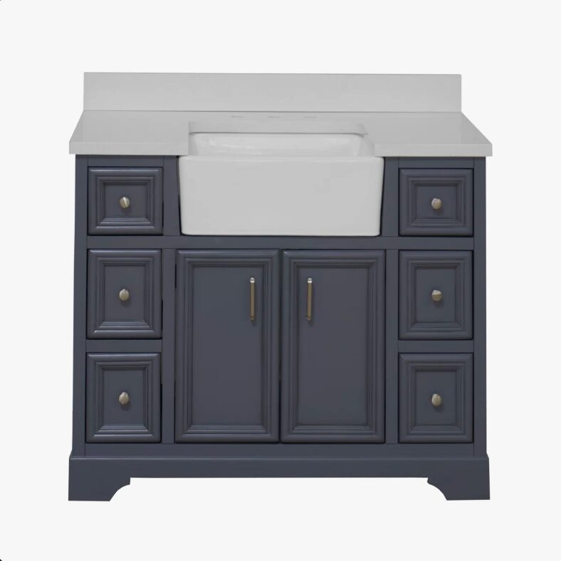 Transitional Farmhouse Blue Vanity Cabinet for Cottage & Traditional Master Bathroom Remodel