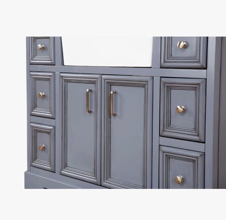 Transitional Farmhouse Vanity with Raised Panel Doors for Traditional Master Bathroom Remodel