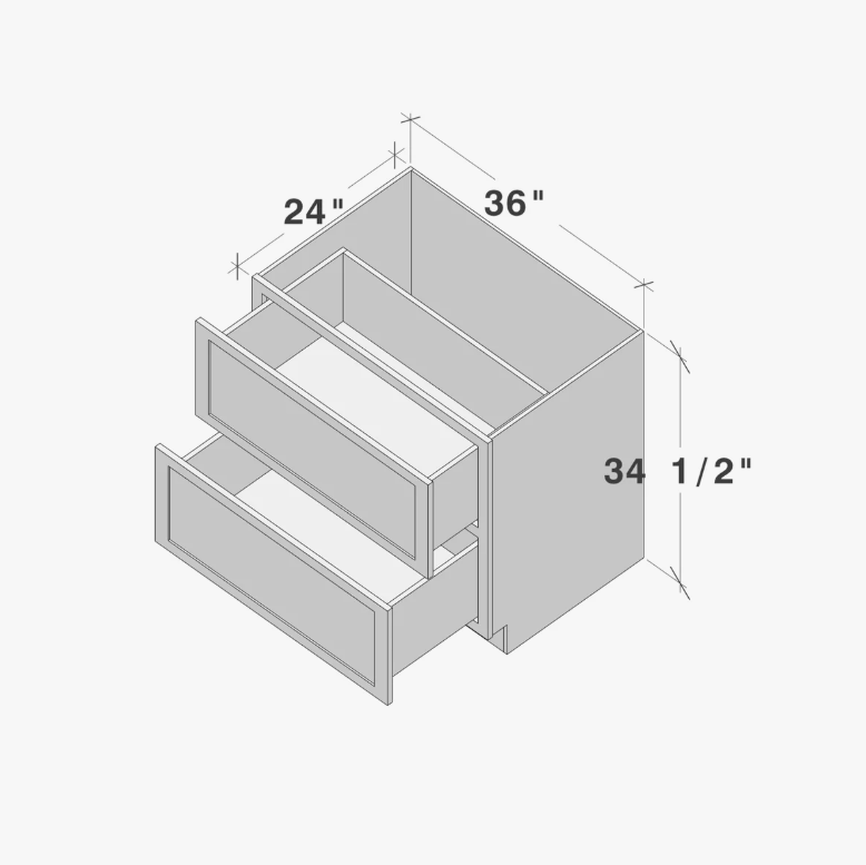 5 Modern Light Gray Double Drawer Shaker Base Cabinet for Kitchen Remodel & Custom Countertops