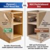 5 Freestanding Wood Grain Slab Kitchen Base Cabinet, Moisture Resistant Plywood Storage Cabinet