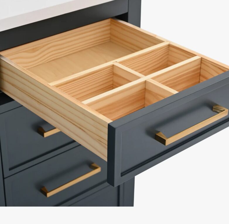 60" Dark Blue Wood Single Vanity Cabinet for Contemporary Primary Bathroom Remodel