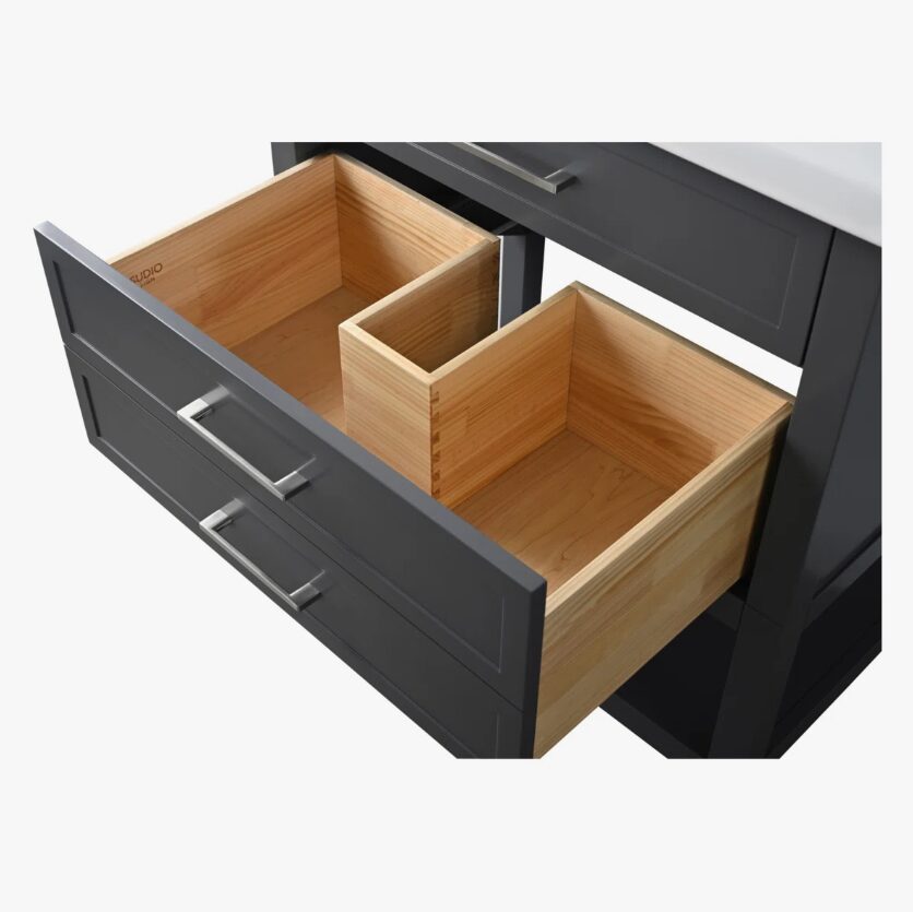 5 Minimalist Dark Grey All-in-One Bathroom Vanity Cabinet with Open Storage