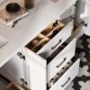 5 72 Inch Pure White Shaker Double Undermount Sink Bathroom Vanity, White Quartz Countertop & Matte Black Hardware