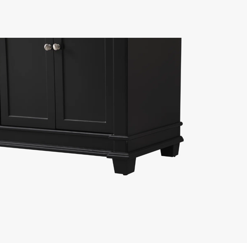 72 Inch Traditional Matte Black Double Sink Bathroom Vanity, Carrara Marble Countertop & Chrome Hardware