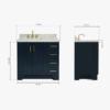 5 Luxury Navy All-in-One Bathroom Vanity with Carrara Marble Countertop