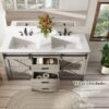 6 Rustic Grey Wood Double Vanity Cabinet with Storage Drawers