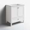 Transitional White Shaker Bathroom Vanity with Nickel Knobs & Undermount Sink