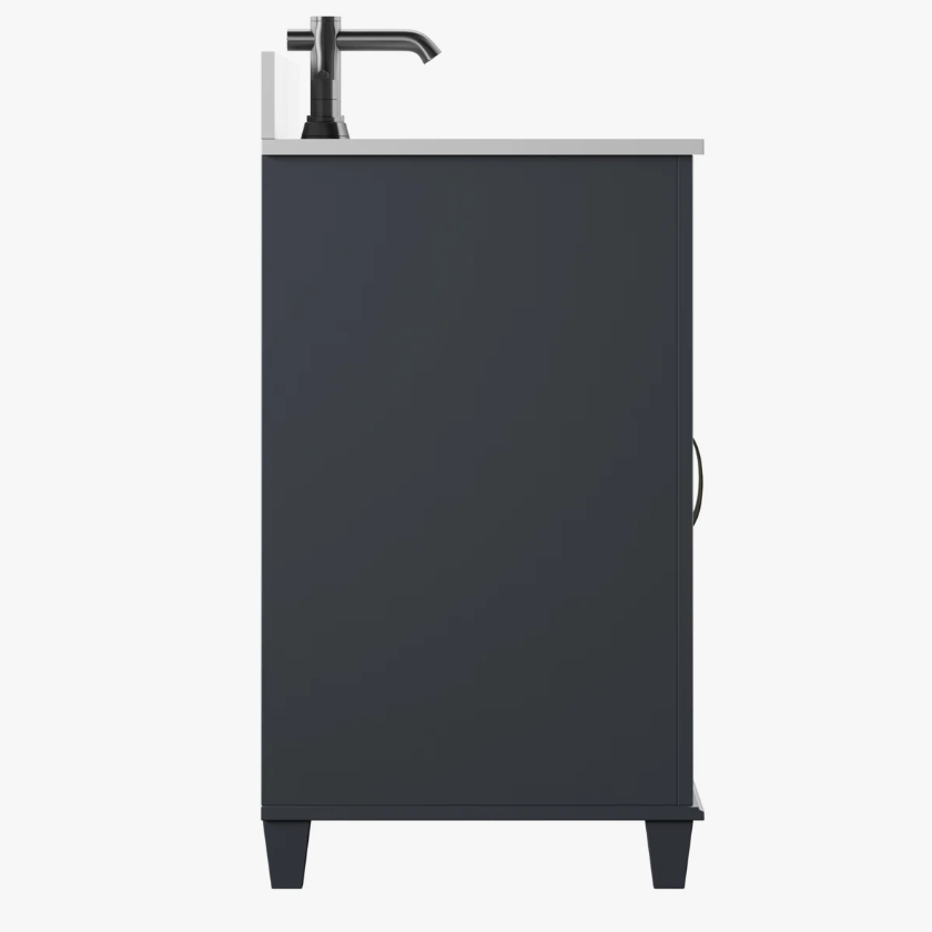 6 2 Door Modern Dark Bathroom Sink Vanity with White Countertop