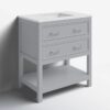 6 Light Gray Open Shelf Bathroom Vanity with White Quartz Countertop
