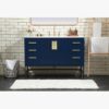 48 Inch Navy Blue Freestanding Bathroom Vanity with Gold Hardware