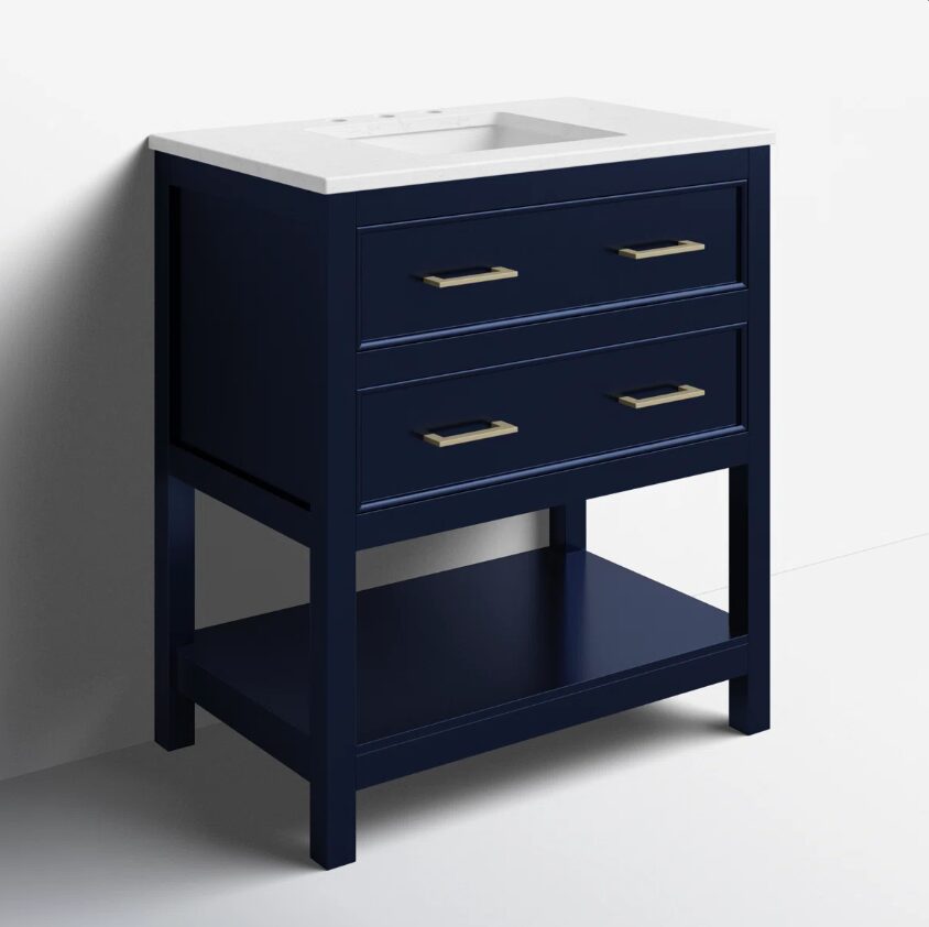 6 Navy Modern Single Sink Bathroom Vanity Cabinet