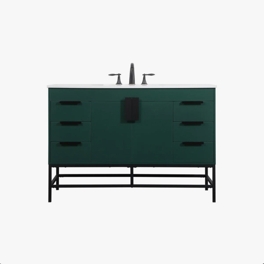 6 Modern Single Sink Emerald Green Bathroom Vanity Cabinet