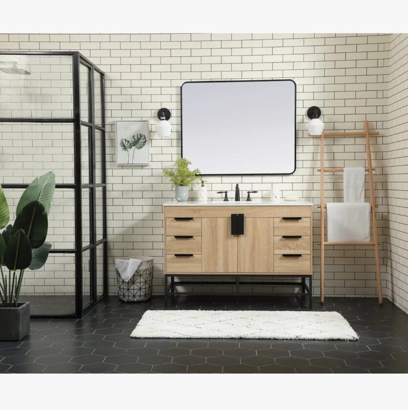 6 Modern Farmhouse Single Sink Wood Bathroom Vanity Cabinet